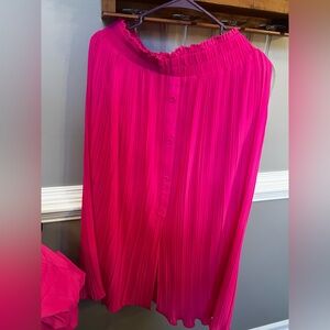Skies Are Blue Hot Pink Pleated Skirt